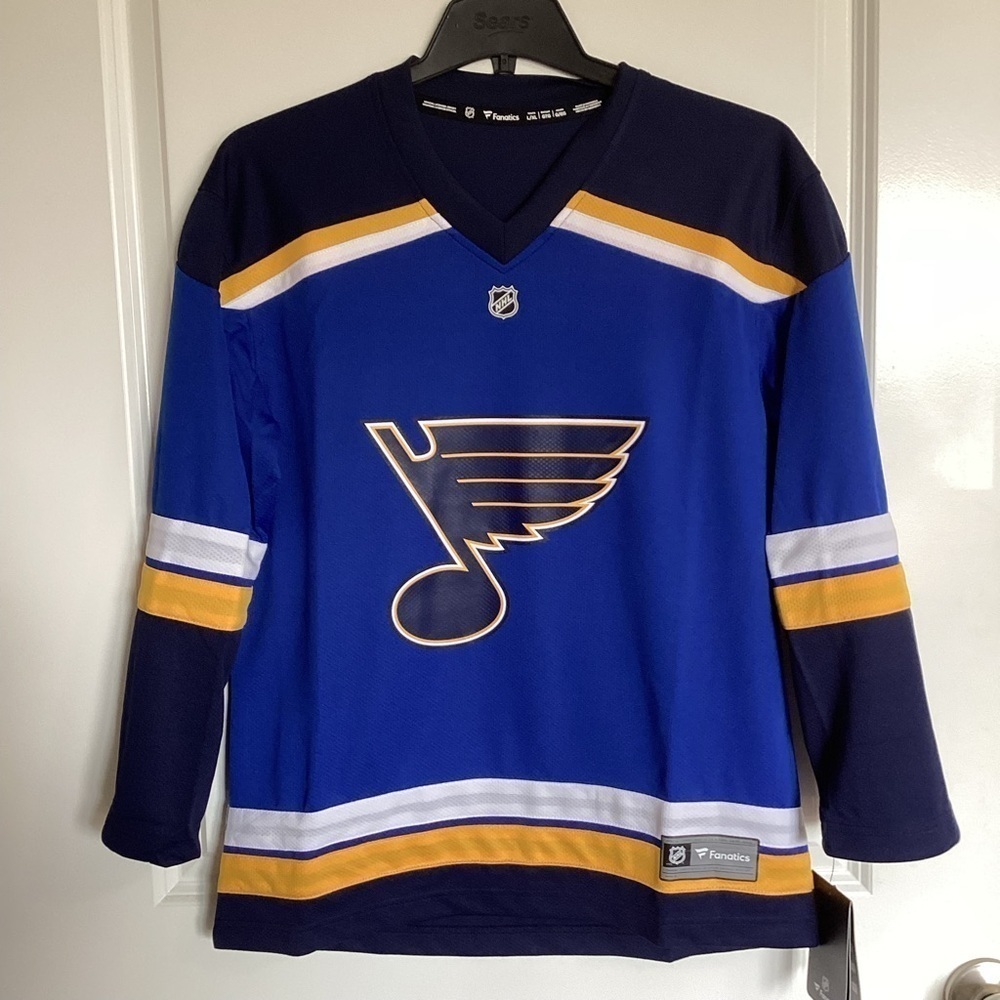 St Louis Blues Home Jersey Fanatics Youth  L/XL Jersey Blue New with tags NHL